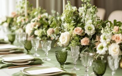 Créez une ambiance champêtre avec nos chemins de table couleur vert anis pour votre fête d’anniversaire