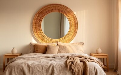 Miroir Rotin Tete de Lit | HALO : L’alliance parfaite entre artisanat et économie circulaire pour votre chambre